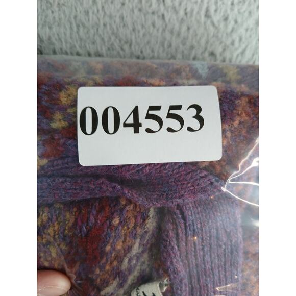 Vintage Judith Glue Sweater Womens Medium Wool Purple Stripe Cardigan Scotland - Picture 7 of 7